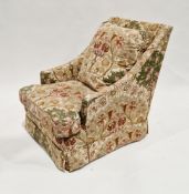 Wesley-Barrell armchair upholstered in a Liberty-style fabric, on castors, 81cm high x 63cm wide x