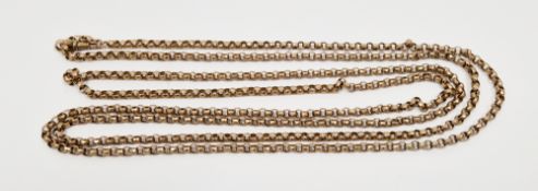 Victorian 9ct yellow gold belcher link guard chain, approximately 158cm long, approximate weight