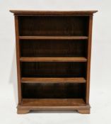 Oak dwarf library bookcase with three shelves, on short bracket feet, 109cm high x 83cm wide x
