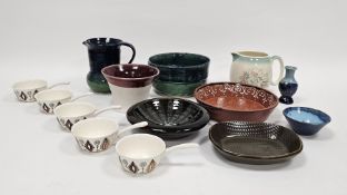 Collection of assorted studio pottery and other items including a group of flambe and coloured
