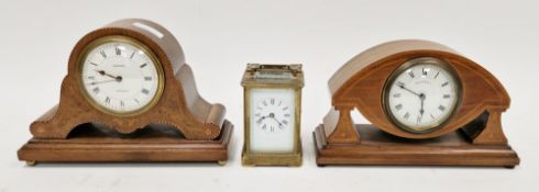 Edwardian inlaid mahogany mantel clock, the dial marked 'Walker & Hall, French Made', inlaid