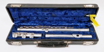 Rudall, Carte & Co. Ltd (London) silver flute, numbered 51102, all three sections hallmarked London,