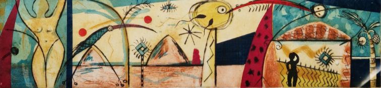 Susan Moxley (21st century)  Etching and aquatint in colours  Untitled, composition with abstract