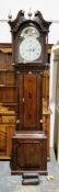 19th century oak longcase clock with eight-day striking movement by B. Baker, Tamworth, the hood