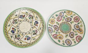 Charlotte Rhead for Bursley Ware Art Deco pottery charger and a Crown Ducal charger similar, printed