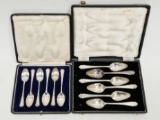 Cased set of six silver grapefruit spoons, Sheffield 1955, indistinct makers mark, Dubarry