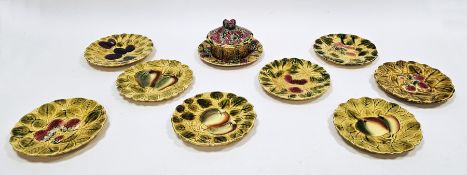 Sarreguemines majolica fruit set, late 19th century, printed and impressed marks, comprising: a