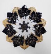 Mid-19th century Meissen leaf-shaped dish, blue crossed swords marks, impressed letters and