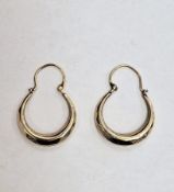 Pair of 9ct yellow gold hoop earrings with hinged clasps, approximate weight 1.3 grams