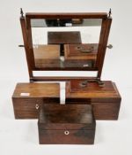 19th century mahogany tea caddy having two lidded compartment, bone escutcheon, a 19th century