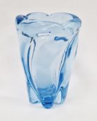 William Wilson for Whitefriars, twisted lobed glass vase, pattern number 9386, sapphire blue