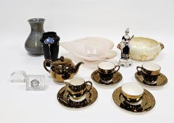 Shelley Art Nouveau tapering oviform vase, black ground printed with heart-shaped foliate devices, a