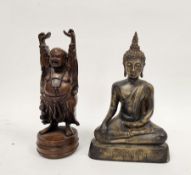 South East Asian, probably Thai, gilt cast metal model of a seated Buddha in a Maravijaya pose,