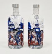 Two bottles of Absolut vodka limited edition from London, the Jamie Hewlett collaboration,