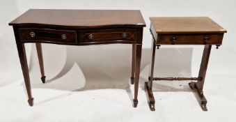 19th century mahogany side table, with frieze drawer with ebonised turned knob handles, faux