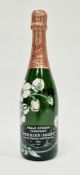 Bottle of Perrior-Jouet 1985 Belle Epoque champagne Brut, bottle decorated with white poppies in the