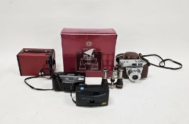 Mixed lot of cameras, binoculars and accessories including a leather-cased Kodak Retinette IA, a