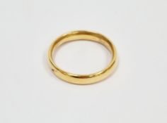 Yellow metal plain wedding band (tests as 18ct gold), size I 1/2, approximate weight 3.6 grams