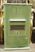 Art Deco green enamelled cast iron electric fire, 79cm high x 48cm wide x 26cm deep