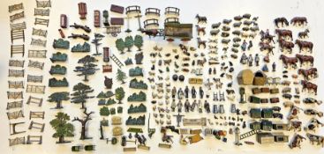 Large quantity of playworn Britains and other lead farm animals and models to include cows, sheep,