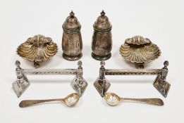 Pair of Victorian silver salts, Chester 1893, James Deakin & Sons, of scalloped shell form