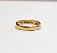 22ct yellow gold wedding band, size Q, approximate weight 3.6 grams