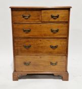 19th century mahogany chest, the rectangular top over two short and three long graduated drawers,