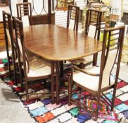 Danish rosewood effect dining room suite by Boltinge comprising an extending dining table (with