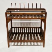 Hardwood baker's plate and pot stand, the domed slatted top set with eight upright spindles over a