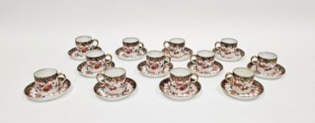 Royal Crown Derby bone china imari pattern part coffee service, circa 1890, printed iron red