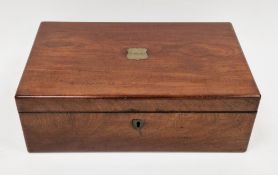 19th century mahogany writing slope, the brass shield engraved ‘Alex Moreland’, 40cm long