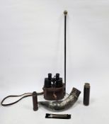 Military silver plate and ebonised swagger stick, an early 20th century mahogany and gilt brass