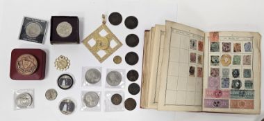 Lincoln stamp album, early 20th century, partly mounted with worldwide stamps, a Festival of Britain