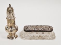 Edwardian silver shaker, hallmarked London, 1904, maker's marks worn, 2.7 ozt, a Victorian silver-