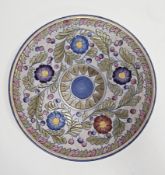 Charlotte Rhead for Crown Ducal Art Deco pottery charger, printed factory marks, signed Rhead,