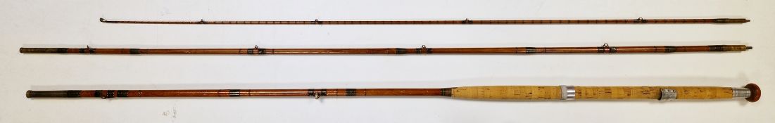 Hardy Bros Ltd 3 -piece split cane rod in a cloth rod bag
