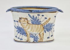 Andrew McGarva (b.1956) Studio pottery twin-handled vase of oval form, decorated both sides with a