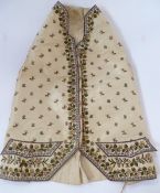 A late 18th century gentleman's silk waistcoat embroidered to the front panels in silk threads using