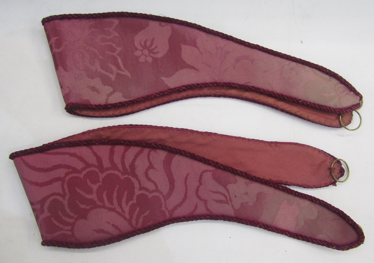 One box of curtain ties and tassels, in sizes, including burgundy damask silk tie-backs, an early - Image 3 of 3