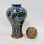 Richard and Elizabeth Mayhew - Studio pottery vase of inverted baluster form with mottled blue and