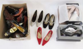 Quantity pairs of shoes to include Carel red suede, Dune, Charles Jordan and others, mainly size