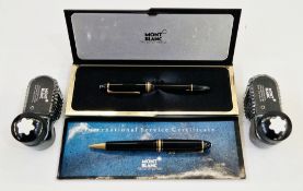 Cased Mont Blanc two pen set comprising a Meisterstuck 4810 fountain pen with 14k nib and a