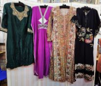 A quantity of vintage kaftans circa 1980's and 90's, some beaded and embroidered, silk screen