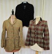 Laura Ashley fitted tweed jacket with brown velvet collar, labelled 'Laura Ashley made in Russia',