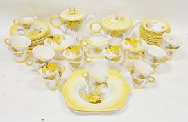 Shelley 'Phlox' pattern Art Deco yellow-ground part tea and coffee-service, printed green factory