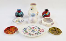 A small quantity of Poole Pottery items to include two Delphis pattern globular vases, 10cm high,