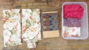 Liberty inset fine ribbed ochre bedspread, inset stylised floral art nouveau, 188cm x 247cm approx