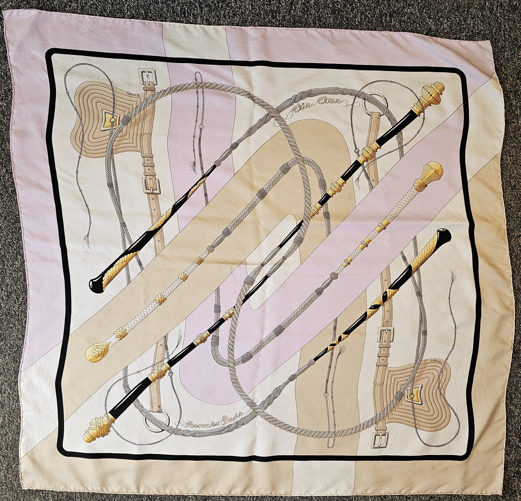 Hermes silk scarf - 'Clic Clac' 1970's design by Julie Abadi - ( printed on one side only) tiny - Image 7 of 9