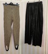 A pair of gold coloured thread and elastine slacks with elastic stirrups labelled Lolita size 42,