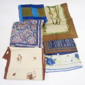 Large quantity silk scarves to include Liberty, and a  mongoose fur stole with velvet lining (2